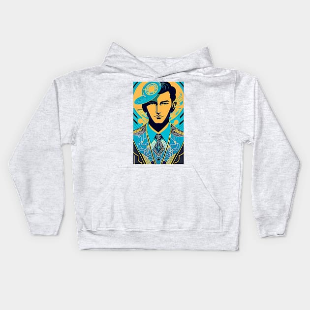 Art Deco Man 2 Kids Hoodie by ArtBeatsGallery